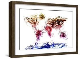 World Map Light Writing-Michael Tompsett-Framed Art Print