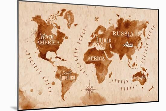 World Map Map Retro-anna42f-Mounted Art Print