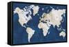 World Map NavyGold-Alicia Vidal-Framed Stretched Canvas