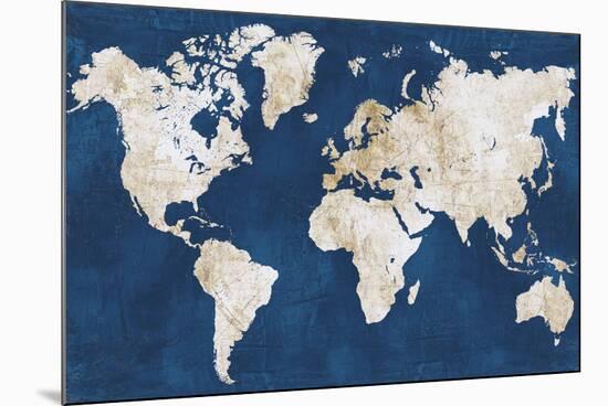 World Map NavyGold-Alicia Vidal-Mounted Art Print