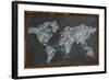 World Map Networking Blue Chalk-NatanaelGinting-Framed Art Print