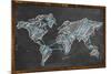 World Map Networking Blue Chalk-NatanaelGinting-Mounted Art Print