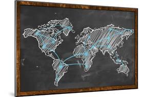 World Map Networking Blue Chalk-NatanaelGinting-Mounted Premium Giclee Print