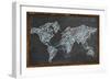 World Map Networking Blue Chalk-NatanaelGinting-Framed Art Print