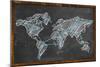 World Map Networking Blue Chalk-NatanaelGinting-Mounted Art Print