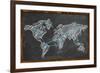World Map Networking Blue Chalk-NatanaelGinting-Framed Art Print