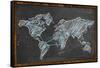 World Map Networking Blue Chalk-NatanaelGinting-Framed Stretched Canvas