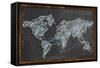 World Map Networking Blue Chalk-NatanaelGinting-Framed Stretched Canvas