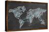 World Map Networking Blue Chalk-NatanaelGinting-Stretched Canvas