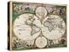 World Map (Nova Orbis Tabula) from 'Nicolass Visscher Atlas Minor' C.1719-Frederick de Wit-Stretched Canvas