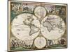 World Map (Nova Orbis Tabula) from 'Nicolass Visscher Atlas Minor' C.1719-Frederick de Wit-Mounted Giclee Print