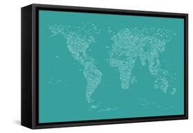 World Map of Cities-Michael Tompsett-Framed Stretched Canvas