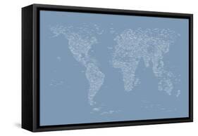 World Map of Cities-Michael Tompsett-Framed Stretched Canvas