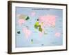 World Map of French-Speaking Countries, 1985-null-Framed Premium Giclee Print