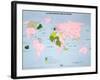 World Map of French-Speaking Countries, 1985-null-Framed Premium Giclee Print