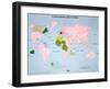 World Map of French-Speaking Countries, 1985-null-Framed Premium Giclee Print