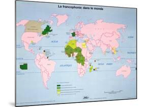 World Map of French-Speaking Countries, 1985-null-Mounted Giclee Print