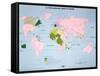 World Map of French-Speaking Countries, 1985-null-Framed Stretched Canvas