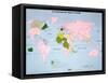 World Map of French-Speaking Countries, 1985-null-Framed Stretched Canvas