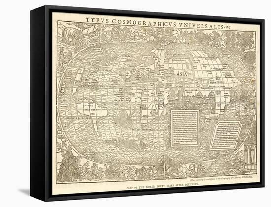 World Map of Grynaeus with All Manner of Exotic Creatures on it and around It-null-Framed Stretched Canvas