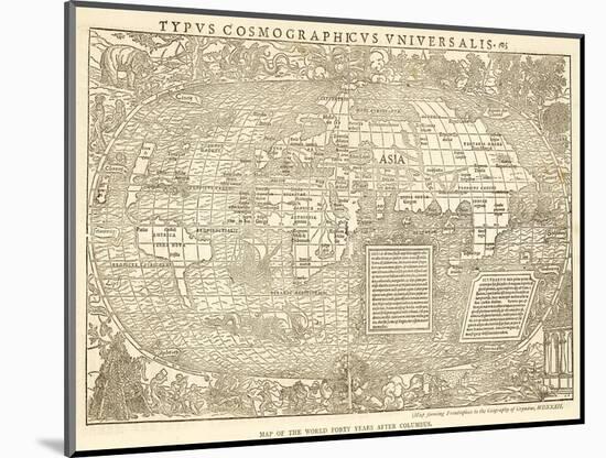 World Map of Grynaeus with All Manner of Exotic Creatures on it and around It-null-Mounted Art Print