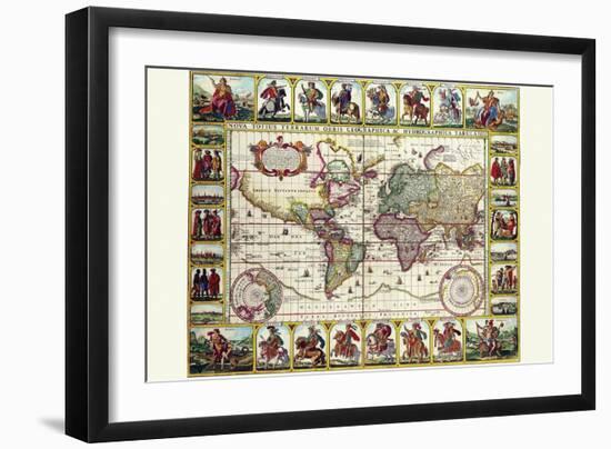 World Map of Lands and Waterways-Nicolas Visscher-Framed Art Print