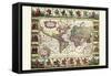 World Map of Lands and Waterways-Nicolas Visscher-Framed Stretched Canvas