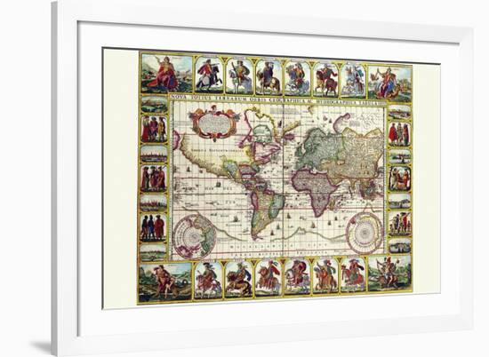 World Map of Lands and Waterways-Nicolas Visscher-Framed Art Print