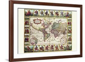 World Map of Lands and Waterways-Nicolas Visscher-Framed Art Print