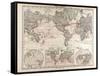 World Map of Ocean Currents and Express Routes, 1872-null-Framed Stretched Canvas