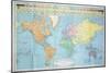 World Map of the Different Time Zones, Published by Blondel La Rougery in Paris c.1920-null-Mounted Giclee Print