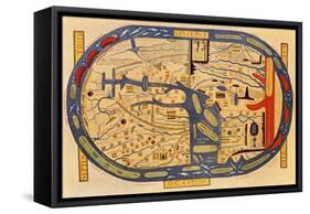 World Map of the Flat Earth Printed by Beatus Rhenanus Bildaus Rheinau, 16th Century-null-Framed Stretched Canvas