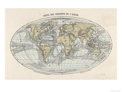 'World Map of the Ocean Currents' Giclee Print | AllPosters.com