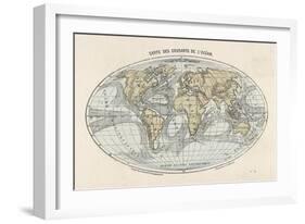 World Map of the Ocean Currents-null-Framed Art Print