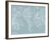 World Map on Aqua-Mitchell-Framed Art Print