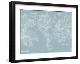 World Map on Aqua-Mitchell-Framed Art Print