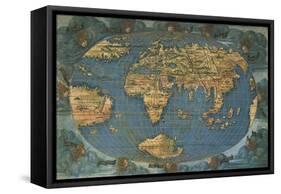 World Map on Oval Projection, Created in Florence Circa 1508-Francesco Rosselli-Framed Stretched Canvas