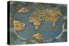 World Map on Oval Projection, Created in Florence Circa 1508-Francesco Rosselli-Stretched Canvas