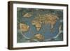 World Map on Oval Projection, Created in Florence Circa 1508-Francesco Rosselli-Framed Giclee Print