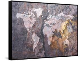 World Map on Stone Background-Tompsett Michael-Framed Stretched Canvas