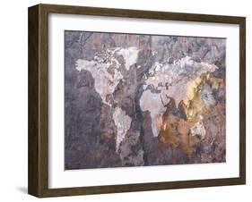 World Map on Stone Background-Tompsett Michael-Framed Art Print