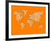 World Map Orange 1-NaxArt-Framed Art Print