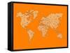 World Map Orange 1-NaxArt-Framed Stretched Canvas