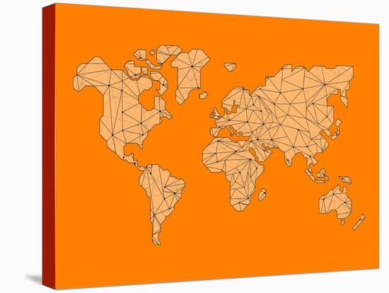 World Map Orange 1-NaxArt-Stretched Canvas