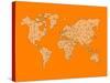 World Map Orange 1-NaxArt-Stretched Canvas