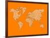 World Map Orange 1-NaxArt-Framed Art Print