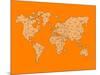 World Map Orange 1-NaxArt-Mounted Art Print