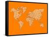 World Map Orange 1-NaxArt-Framed Stretched Canvas