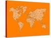 World Map Orange 1-NaxArt-Stretched Canvas