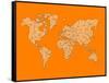 World Map Orange 1-NaxArt-Framed Stretched Canvas